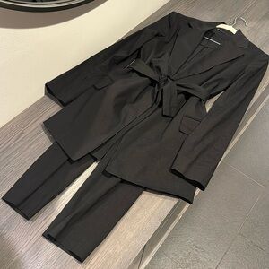 Theory women’s black belted pants suit (blazer and pants) size 2